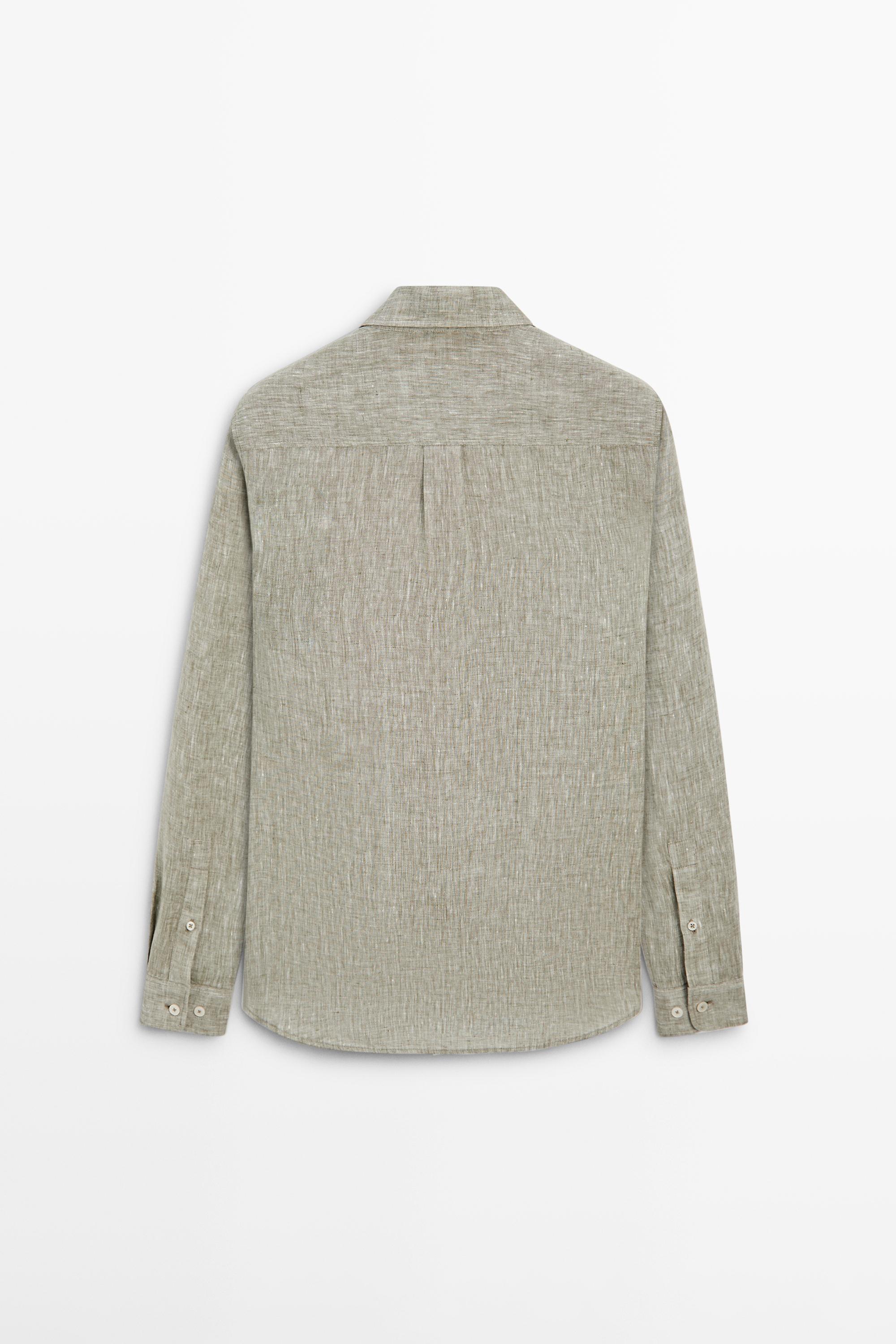 Regular fit linen shirt with pocket
